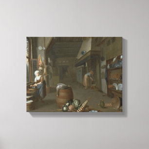 Impressão Em Tela Interior da cozinha com as duas empregadas