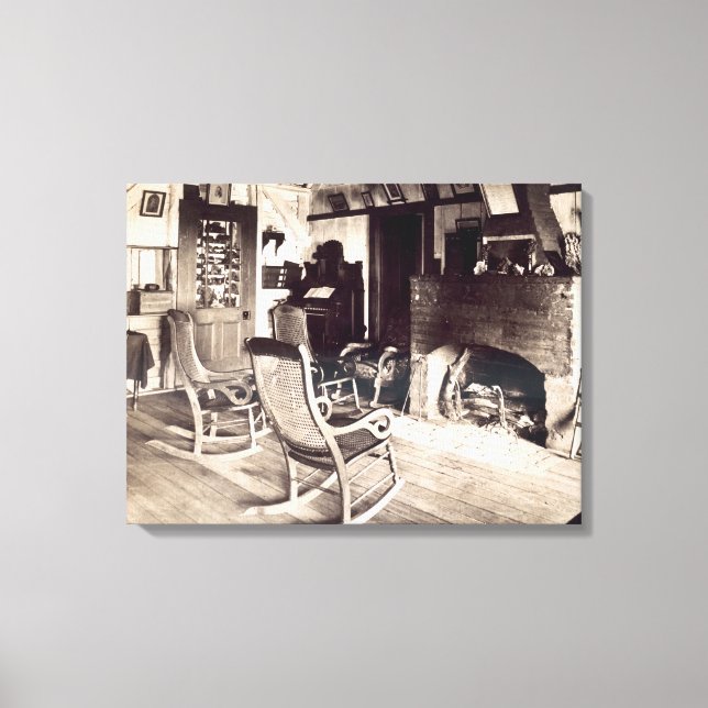 Impressão Em Tela Interior de uma barraca de madeira americana, c.18 (Frente)