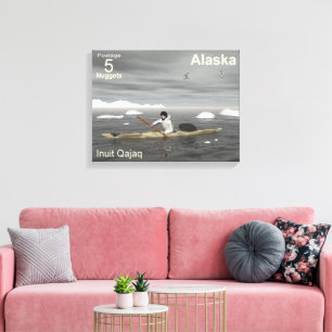 Impressão Em Tela Inuit Kayak - Postage do Alasca
