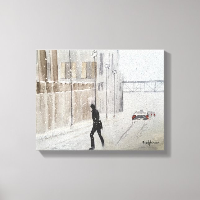 IMPRESSÃO EM TELA INVERNO NA CIDADE WATERCOLOR (Frente)