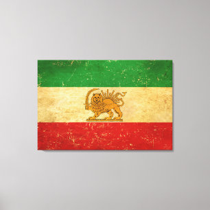 Impressão Em Tela Iran Flag Lion and Sun Shah of Iran Flag
