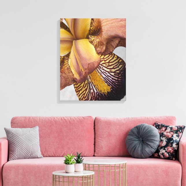 Impressão Em Tela Íris Floral Barbada Amarela e Violeta (Insitu(Sala de estar))