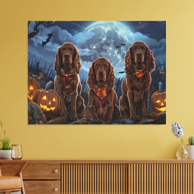 Impressão Em Tela Irish Red Setter Halloween Assustador (Insitu(Sala de estar))