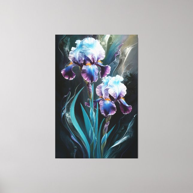 Impressão Em Tela *~* Irrisa a pintura Iris de árvore de flores azul (Frente)