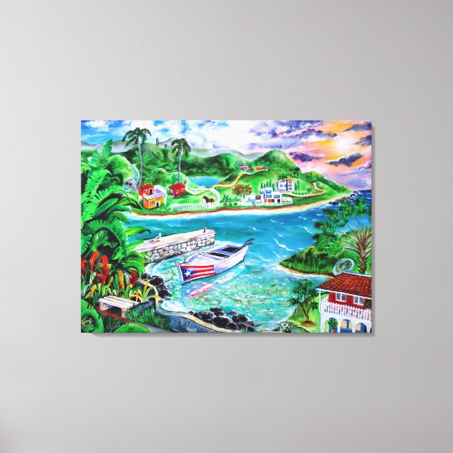 Impressão Em Tela Isla Del Encanto - Arte de Galina - (Frente)