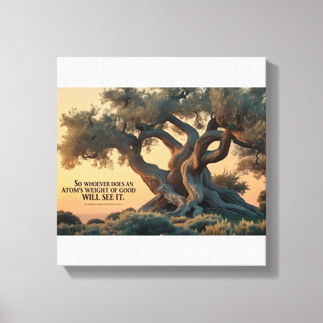 Impressão Em Tela Islamic Wall Art – Olive Tree with Quran Verse . (Frente)