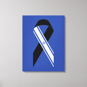 Impressão Em Tela Israel banha a bandeira negra da fita azul