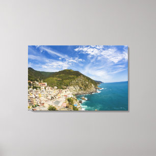 Impressão Em Tela Itália, Cinque Terre, Vernazza, Cidade na Encosta 