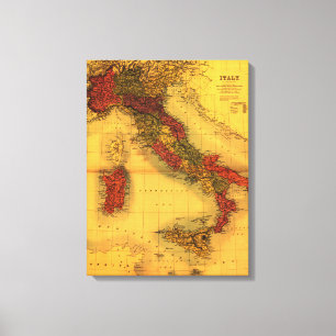 Impressão Em Tela ItalyPanoramic MapItaly