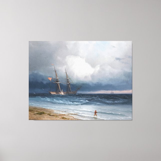 Impressão Em Tela Ivan Konstantinovich Aivazovsky - Navio no Mar (Frente)