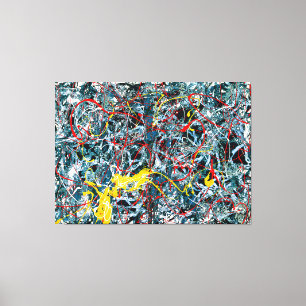 Impressão Em Tela J. P. - Número 6 - Azul, Vermelho e Amarelo - 1948