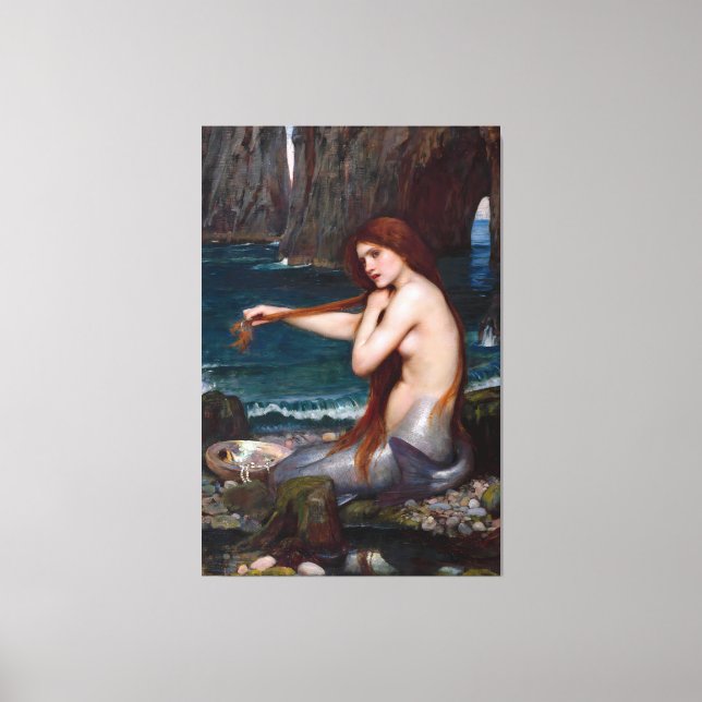 Impressão Em Tela J. WATERHOUSE - UMA MERMAID - 1900 - Pré-Raphaelit (Frente)