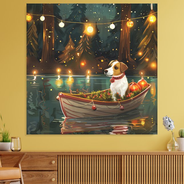 Impressão Em Tela Jack Russell natalino Voyage festivo (Insitu(Sala de estar))