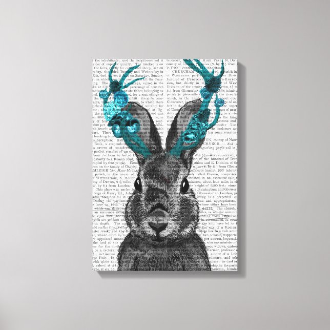 Impressão Em Tela Jackalope com Turquoise Antlers (Frente)