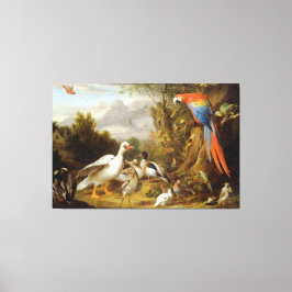 Impressão Em Tela Jacob Bogdani A Macaw Ducks Parrots and Other Bird