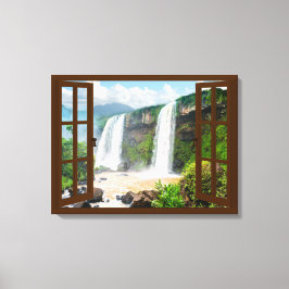 Impressão Em Tela Janela Faux da Vista de Quedas