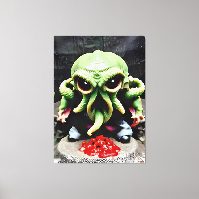 Impressão Em Tela Jantar com Cthulhu (Frente)