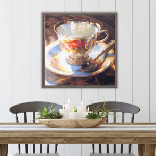 Impressão Em Tela Jantar em Cozinha Elegante de Aquarela de Tea orna