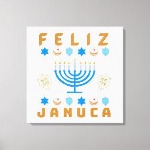 Impressão Em Tela Januca, Feliz Januca, Menorah, Masada, Janucia