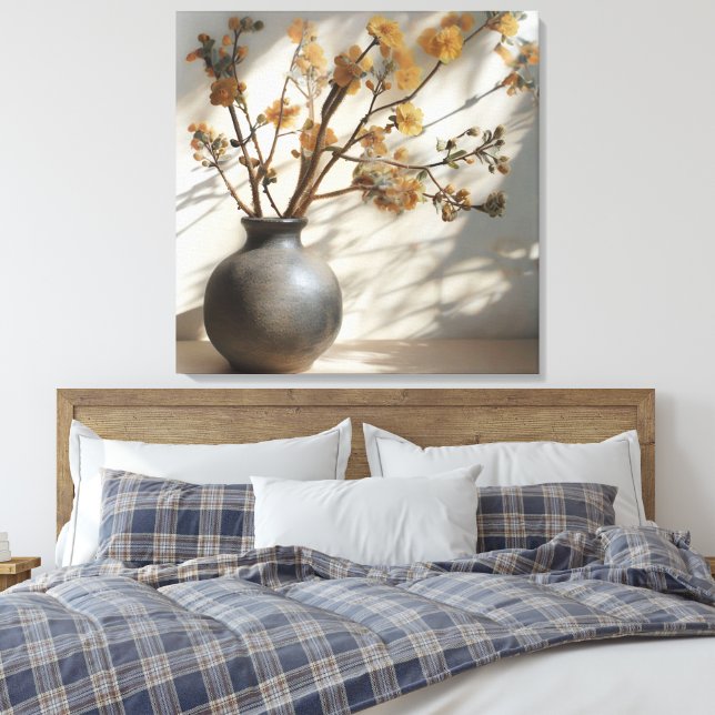 Impressão Em Tela Japandi Zen Floral Fusion Cerâmica Vase (Insitu(Quarto))