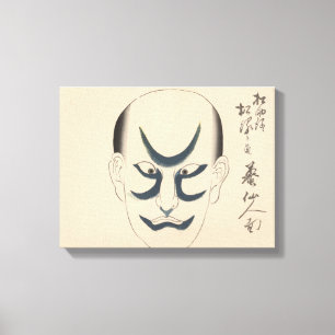 Impressão Em Tela Japão - Kabuki tradicional - azul