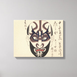 Impressão Em Tela Japão - Kabuki tradicional - preto