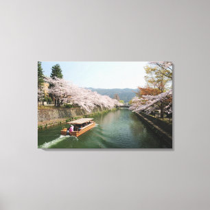 Impressão Em Tela Japão, Quioto. Visualização de flores no barco