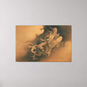 Impressão Em Tela Japonês dois dragões nas nuvens