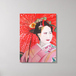 Impressão Em Tela Japonês Geisha com arte original de guarda-chuva v