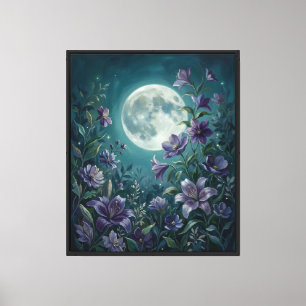 Impressão Em Tela Jardim Celestial — Flor Botânica ao Luar