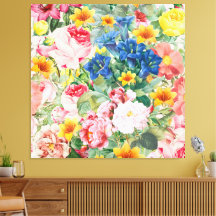 Jardim Colorido de Flores - Almofada Floral Boho