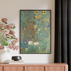 Impressão Em Tela Jardim da Fazenda de Gustav Klimt com Girassóis (1