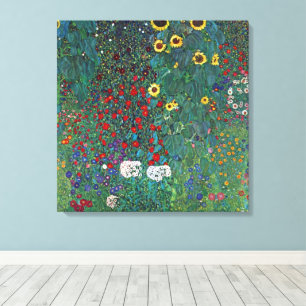 Impressão Em Tela Jardim de camponês com Girassol por Klimt, Flores