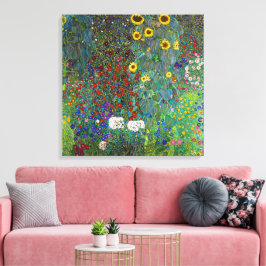 Impressão Em Tela Jardim de Fazenda com Girassóis | Gustav Klimt |