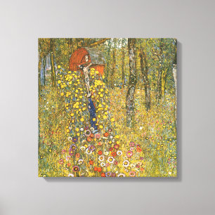 Impressão Em Tela Jardim de Fazenda Klimt com Crucifixo