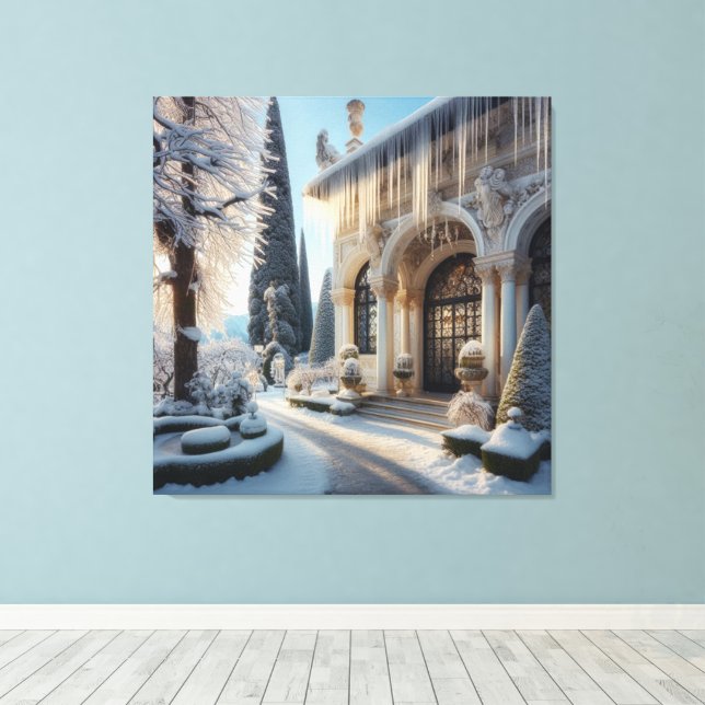 Impressão Em Tela Jardim de gelo elegante do inverno de Férias (Insitu(piso de madeira))