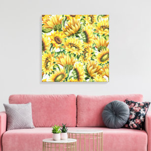 Impressão Em Tela Jardim de Girassóis Artísticos - Floral Vintage
