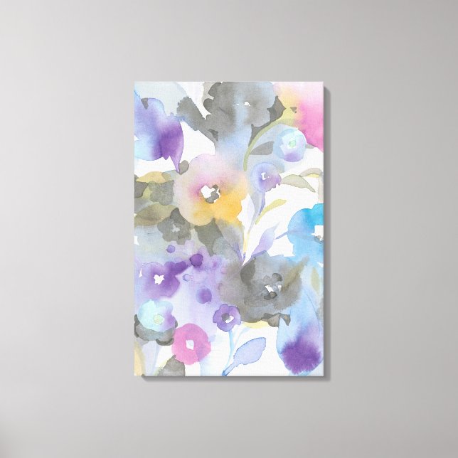 Impressão Em Tela Jardim de Joias | Pétalas de Pastel Roxo (Frente)