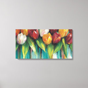 Impressão Em Tela Jardim de Tulipas no Teal
