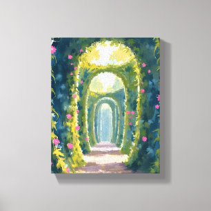 Impressão Em Tela Jardim Encantado   Pintura de Arco Floral