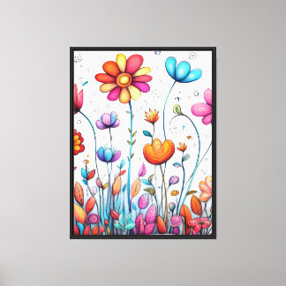 Impressão Em Tela Jardim Fantasia Bloom – Arte Floral Colorida com