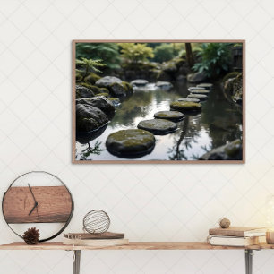 Impressão Em Tela Jardim Japonês com Pedras Zen