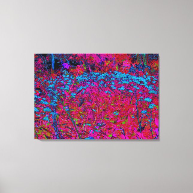 Impressão Em Tela Jardim Magenta Psicodélico Púrpura Lily Flor (Frente)