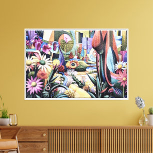 Impressão Em Tela Jardim Surreal - Ilustração Floral design 1
