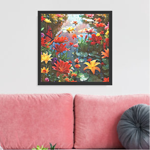 Impressão Em Tela Jardim Surreal - Ilustração Floral design 3