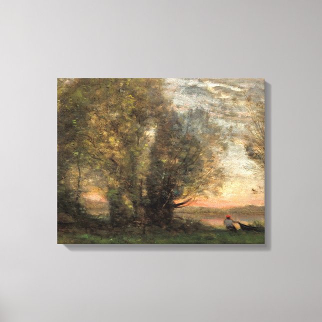 Impressão Em Tela Jean-Baptiste-Camille Corot - O Pescador (Frente)