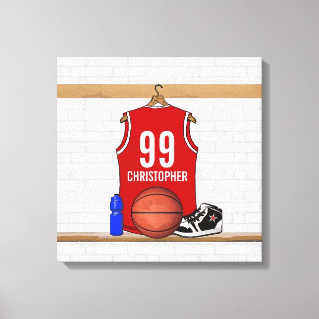 Impressão Em Tela Jersey Red e White Basball Personalizados (Frente)