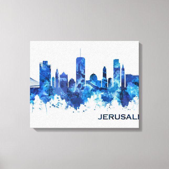 Impressão Em Tela Jerusalém Israel Skyline Blue (Frente)