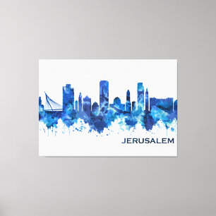 Impressão Em Tela Jerusalém Israel Skyline Blue