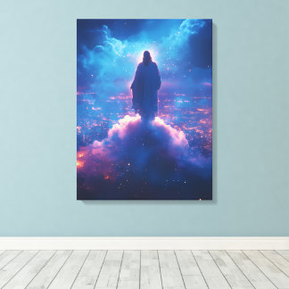 Impressão Em Tela Jesus Acima do Mundo - Presença Divina de Aquarela